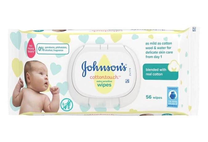 Johnson's Cottontouch Extra Sensitive Wipes (Case of 12 x 56) baby wipes  babywipes nappy nappies changing newborn extra sensitive wet wipes