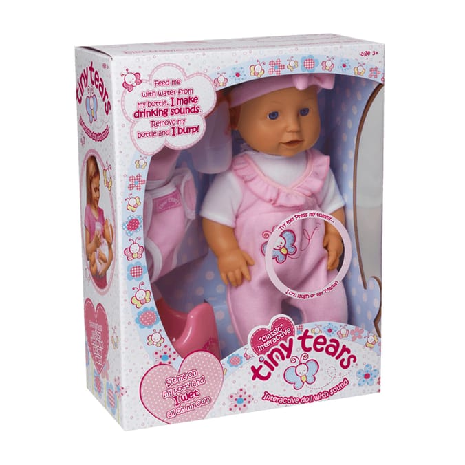 Tiny Tears Interactive Doll baby born cries cry talking pee potty