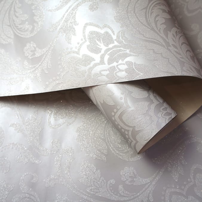 Statement Opulent Wallcovering Finley Damask Grey home decor, decorate