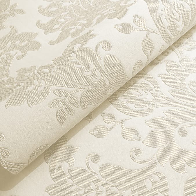 Opus Heavyweight Vinyl Bead Damask Cream home decor, decorate, wall