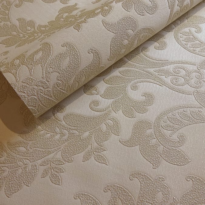 Opus Wallcovering Heavyweight Vinyl Bead Damask Taupe home decor