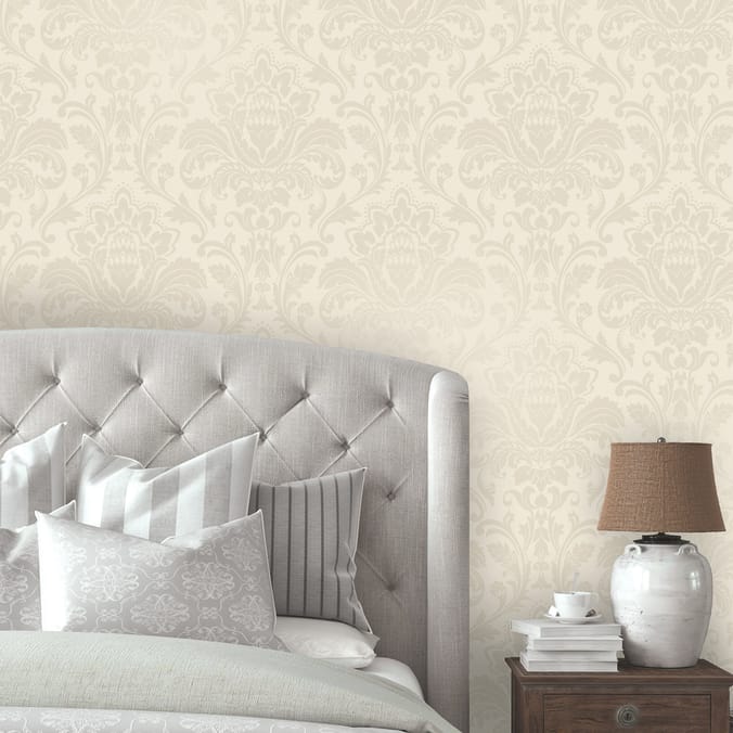 Statement Opulent Wallcovering Finley Damask Neutral wallpaper