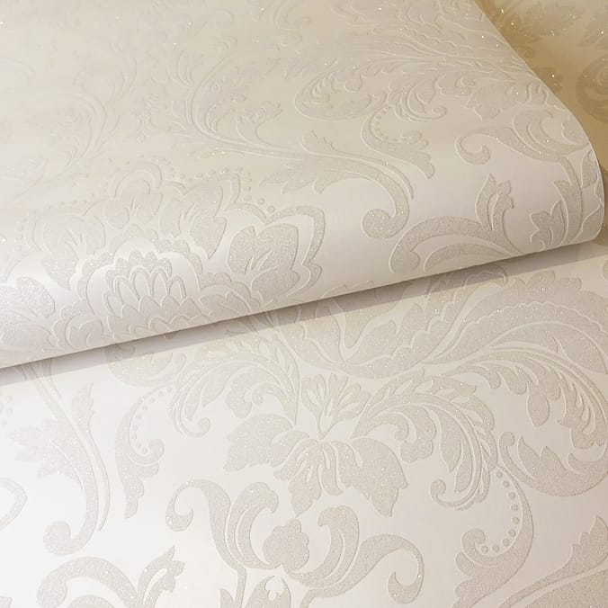 Statement Opulent Wallcovering Finley Damask Neutral wallpaper
