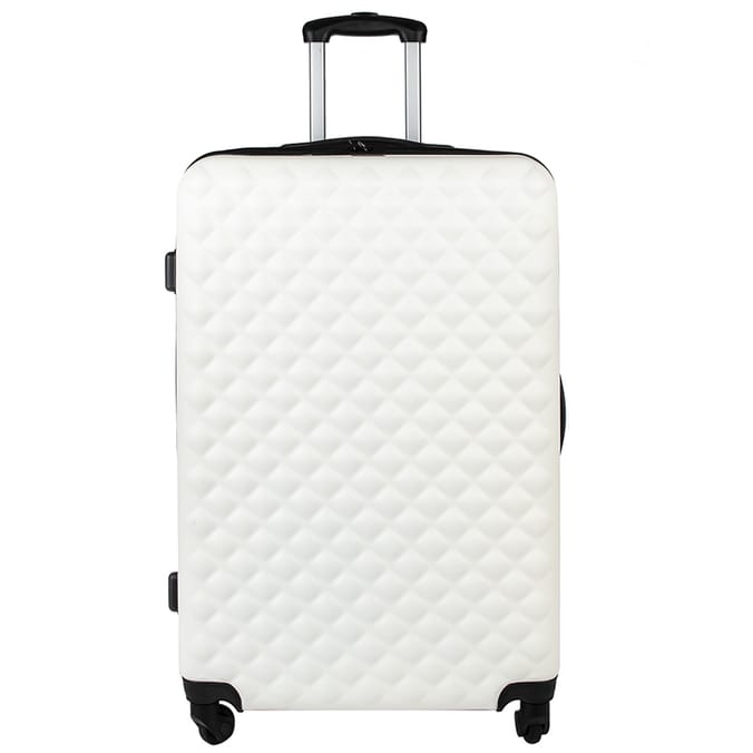 Salisbury 28" Embossed Quilted Shell Suitcase Off White hardshell
