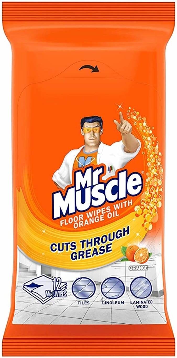 Mr Muscle Floor Wipes with Orange Oil (Case of 8 Packs)