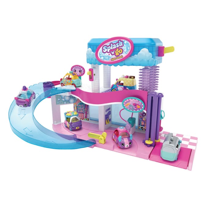 Shopkins Cutie Cars Splash n Go Spa Wash colour change car water car wash shop kins play set playset Home Bargains