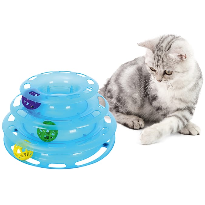 Purrfect Feline Titan's Tower Cat Puzzle Toy, Ball Tower - Purple - 4 Tier  