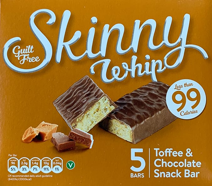 Skinny Whip Toffee Snack Bars (20 x 5 Bars) skinny wips, skiny whip