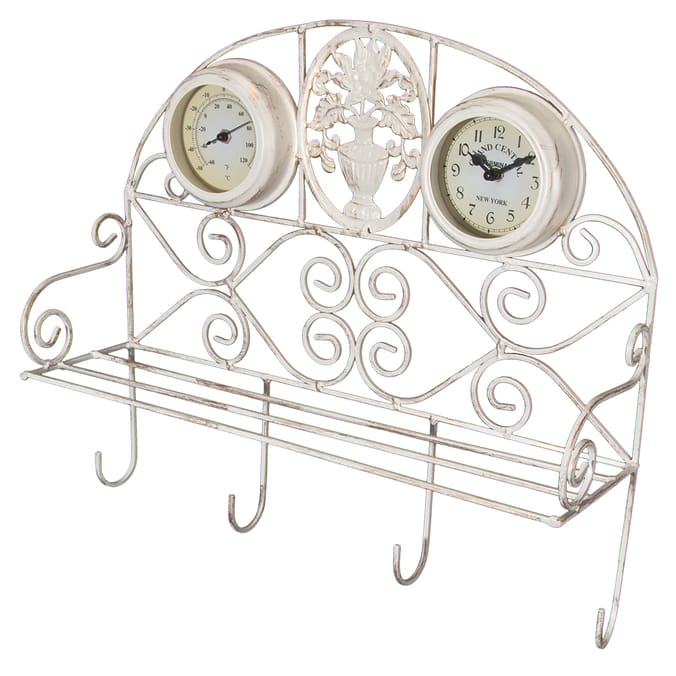 Garden Thermometer & Clock celsius farenheit hooks accessories weather