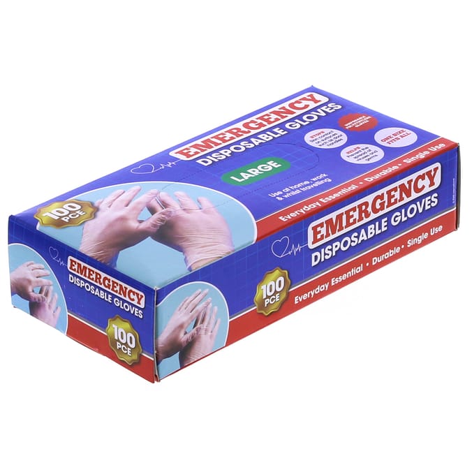 Emergency Disposable Large Gloves (100 Pieces)