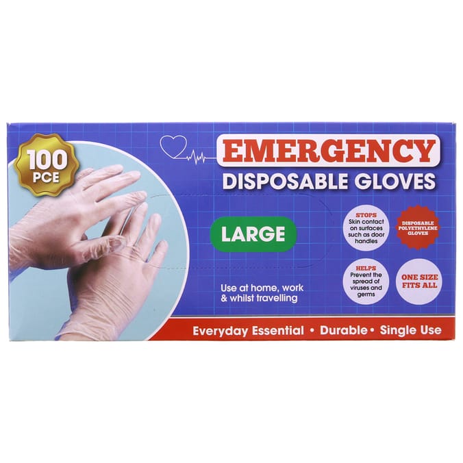 Emergency Disposable Large Gloves (100 Pieces)