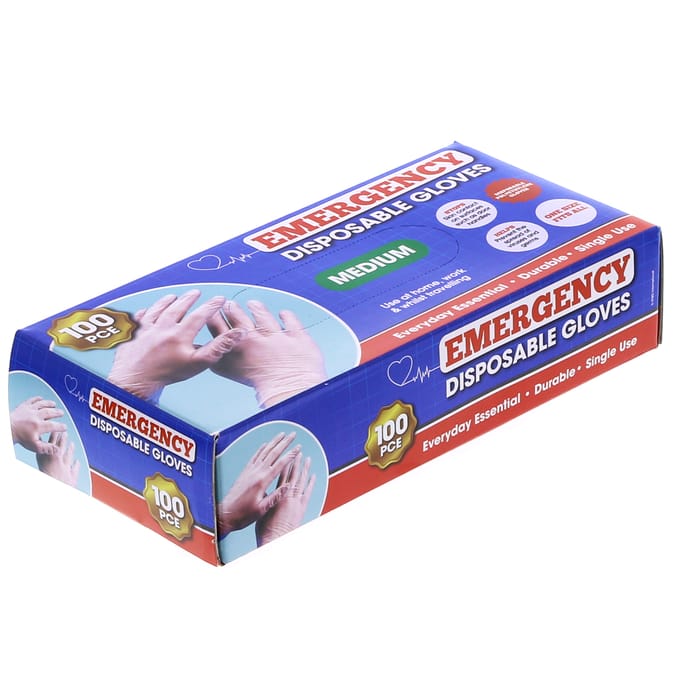 Emergency Disposable Medium Gloves (100 Pieces), coronavirus, masks, wipes, cleaning, glove's