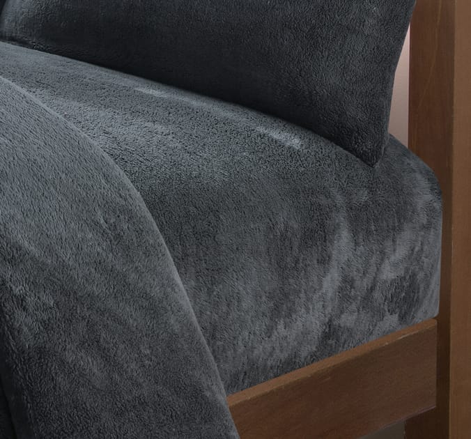 Snuggle Up Fleece Teddy Fitted Sheet Grey teddies, fleecey, fleccy