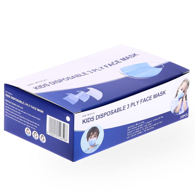20 Pack Kids Disposable 3Ply Face Mask , single use, face masks
