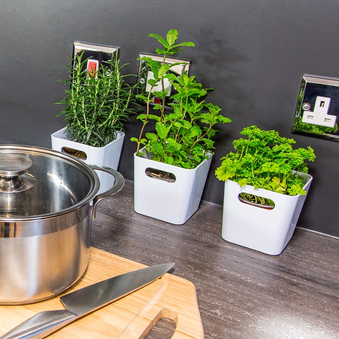 Wham Studio Square Pot, baskets, storage, wham, white, grey, tiny