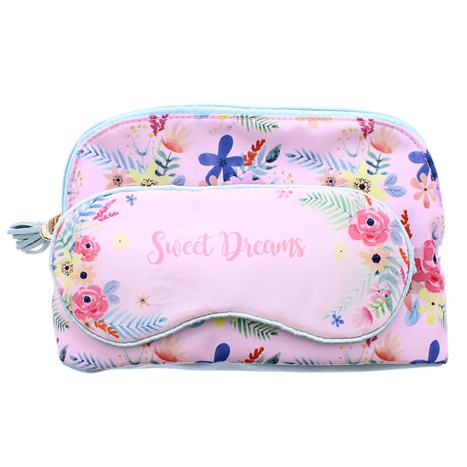 Tropical 'Sweet Dreams' Eye Mask & Cosmetic Bag, cosmetics, make up