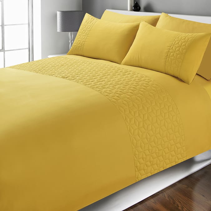 Home Collections Pinsonic Duvet Set Ochre, bedding, duvets sets, covers, cheap, back to uni