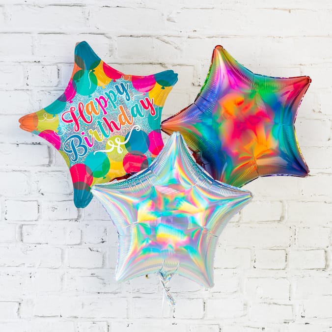 Verhandeling ijs Iedereen Happy Birthday' Star Helium Balloon Bouquet (Delivery Included), pre  filled, prefilled, pre-filled, balloons, home delivery, straight to their  front door, birthday wishes, gifts, presents, unique, | Home Bargains