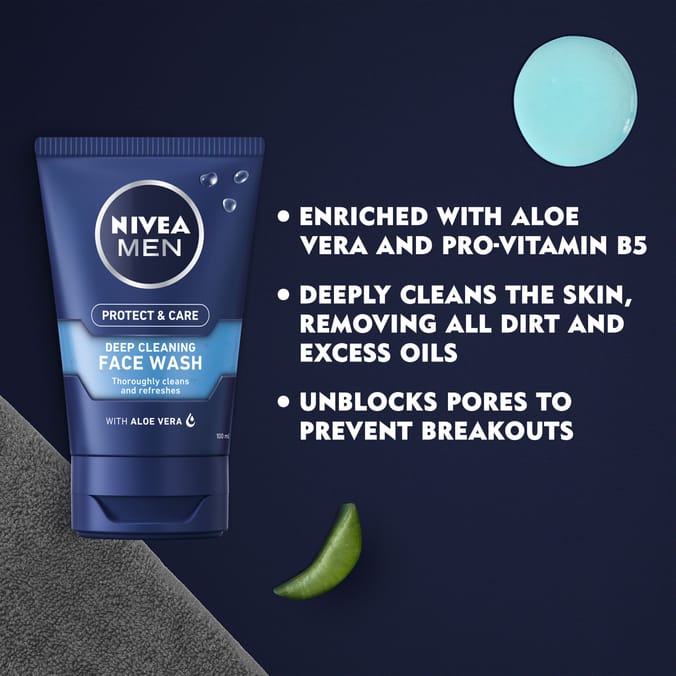 Nivea Men Protect & Care Deep Cleaning Face Wash 100ml, face washes
