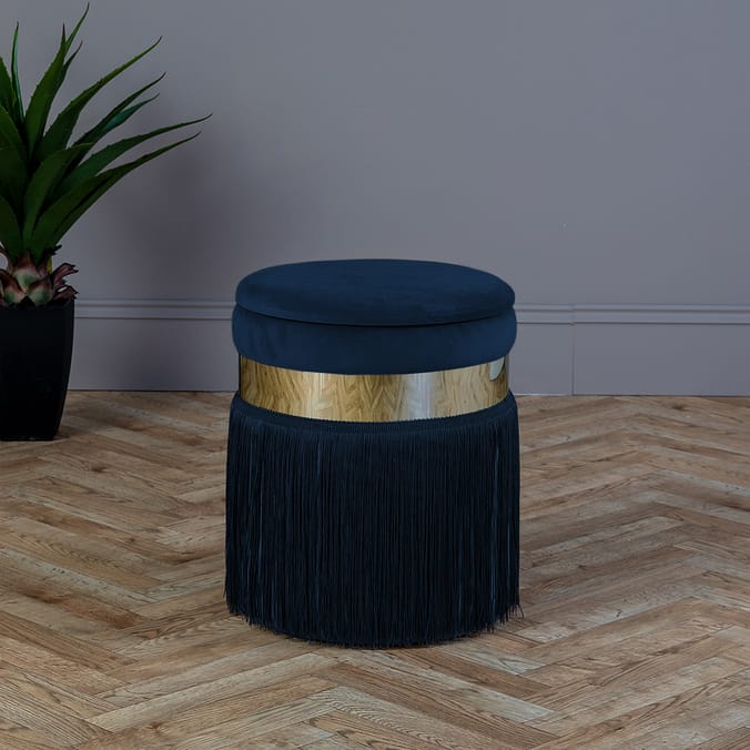 Carnaby Foot Stool in Navy Velvet