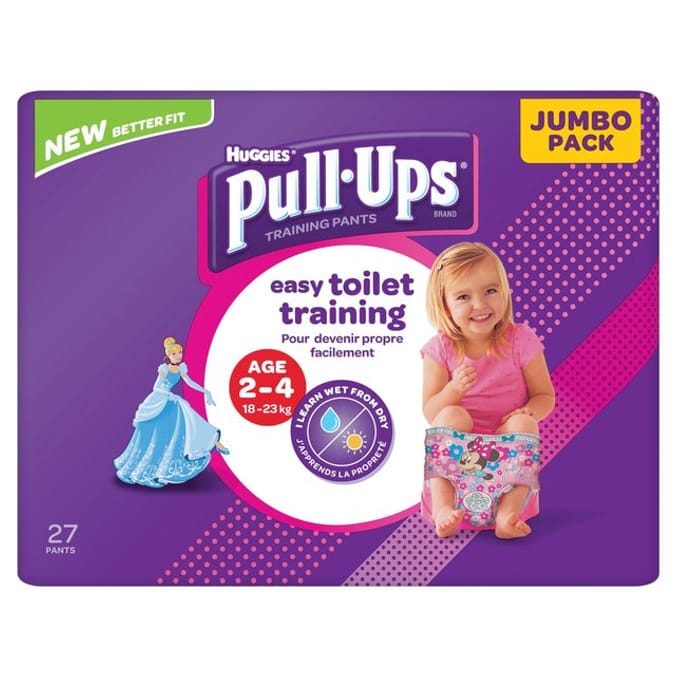 Huggies Pull-Ups Easy Toilet Training Age 2-4 Jumbo Pack (4 x 27 Pull-Ups),  toilet training pants children's childrens kids girls girl's
