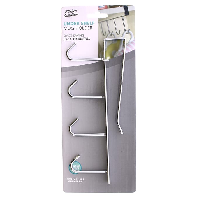 Kitchen Solutions Under Shelf Mug Holder, mrs hinch mug holders shelf