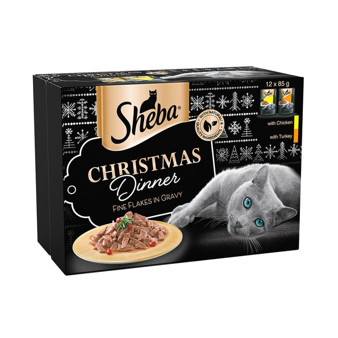 Sheba Christmas Dinner Fine Flakes in Gravy (12 x 85g) , pets cats food, christmas meals wet