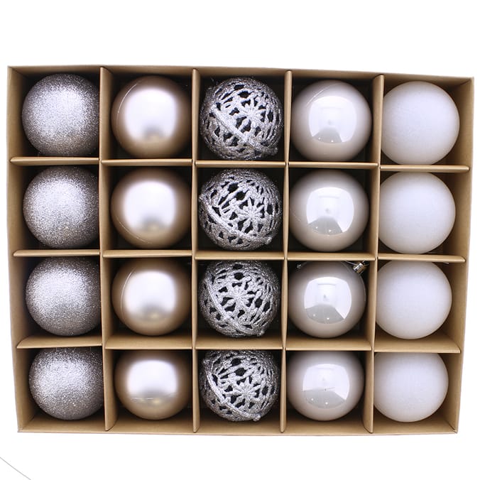 20 Pack Assorted Christmas Bauble, baubles, glitter, decoration