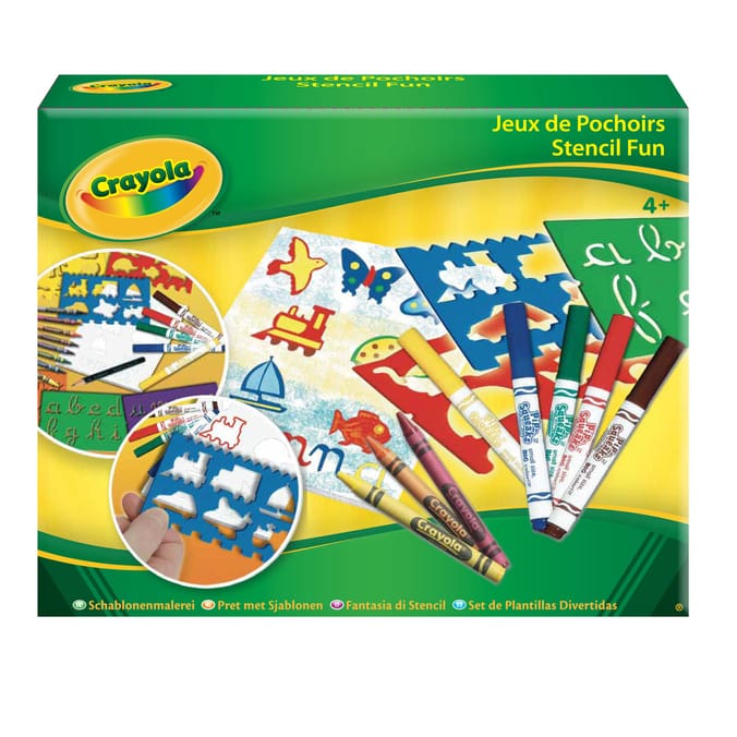Crayola Stencil Fun Set, crayons markers pens stencils colouring in