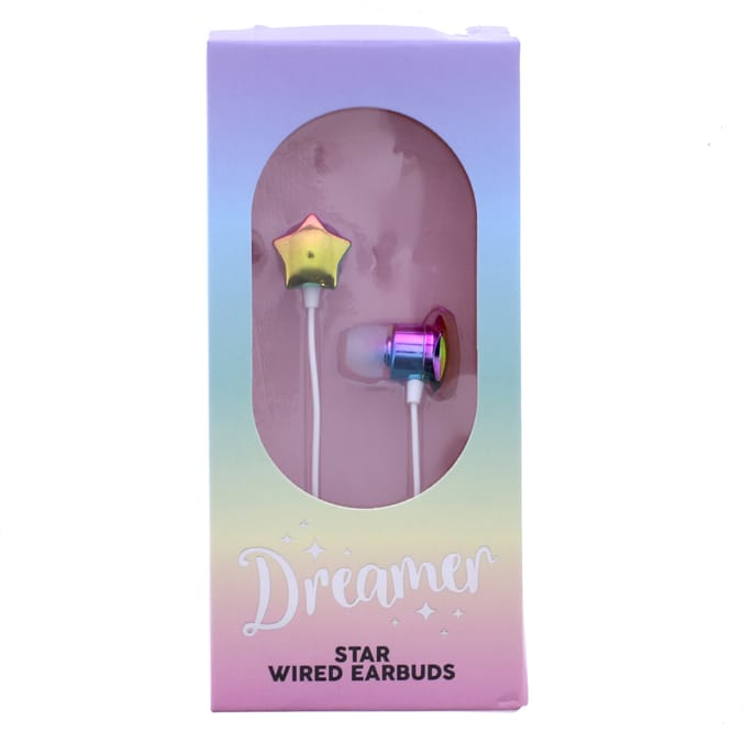 Dreamer Star Wired Earbuds iridescent star style music sound