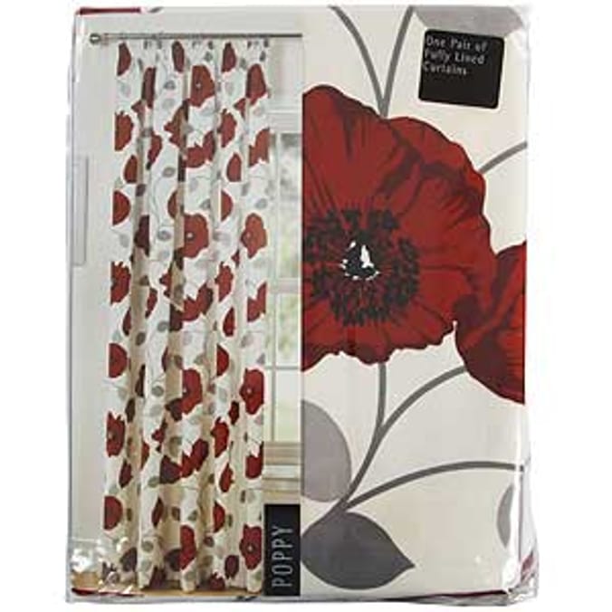 Red Poppy Design Fully Lined Curtains 168 x 183 cm 