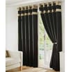 Black Faux Silk Curtains with Silver Band 168 x 182 cm