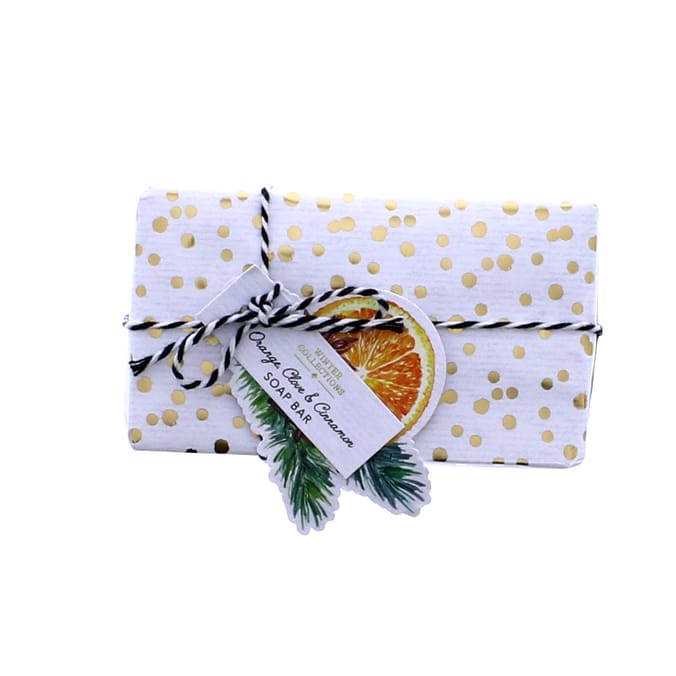 Winter Woodland Hand Wrapped Soap Bar 200g, clean, soap, wash, orange
