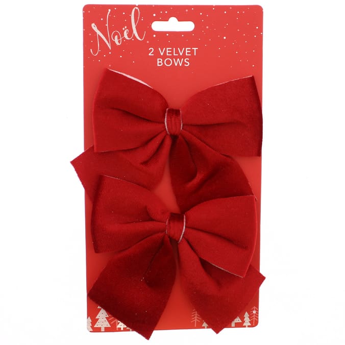 Velvet Red Bows 2 Pack, bow, ribbon, ribbons, velour, christmas, xmas