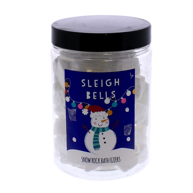 Sleigh Bells Snow Rock Bath Fizzers 400g, tub, bombs, bomb, ice, gift