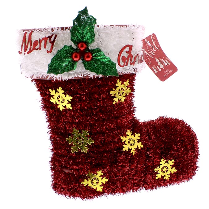 Noel Santa Boot Tinsel Decoration, christmas, decor, decoration, santa