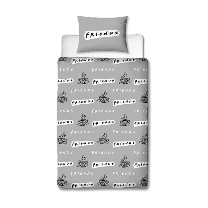 Friends Single Grey & White Reversible Duvet Set 