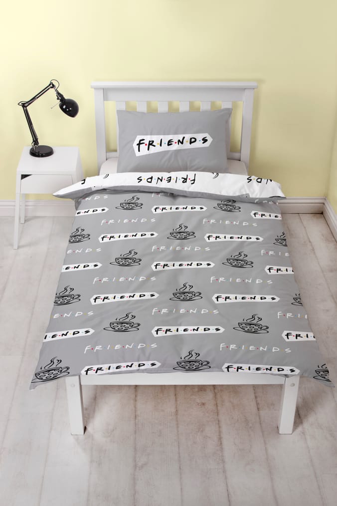 Friends Single Grey & White Reversible Duvet Set 