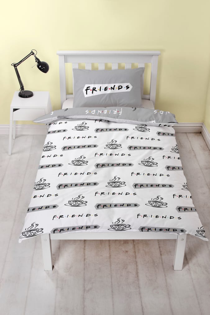 Friends Single Grey & White Reversible Duvet Set 