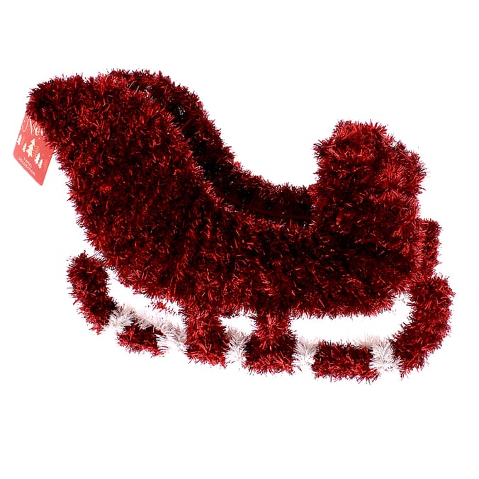Santa's Sleigh Tinsel Decoration, christmas, decor, decoration, santa