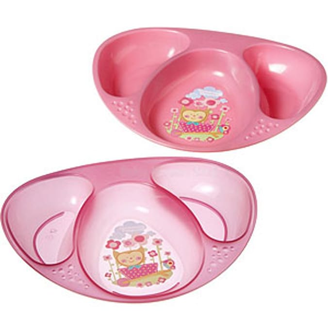 Tommee Tippee Explora Sectioned Plates Pink x 2 Home Bargains
