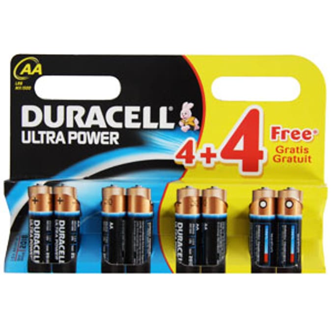 Duracell Ultra Power AA Batteries 8 Pack Home Bargains