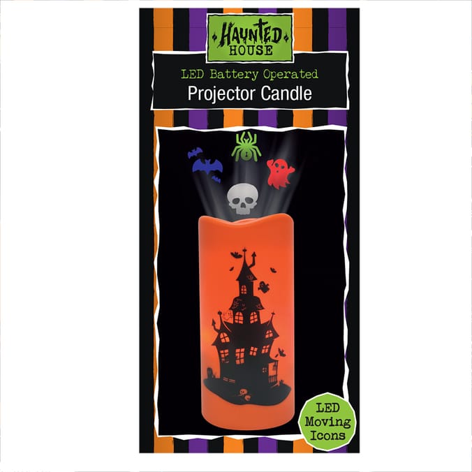 Haunted House LED Pillar Candle Projector, Ghost, Ghoul, skeleton