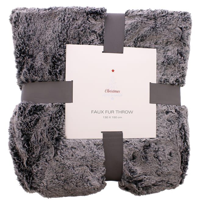 Ports of Call Christmas by Jeff Banks Faux Fur Throw Grey, blanket