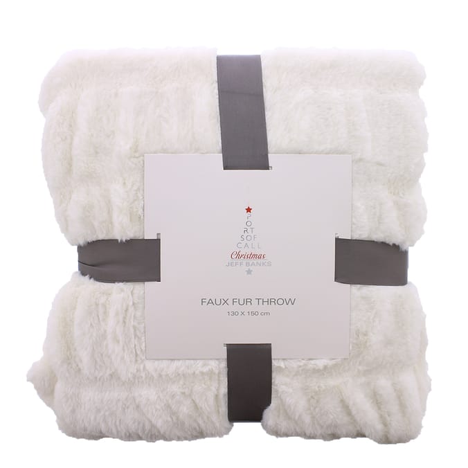 Ports of Call Christmas by Jeff Banks Faux Fur Throw White, blanket