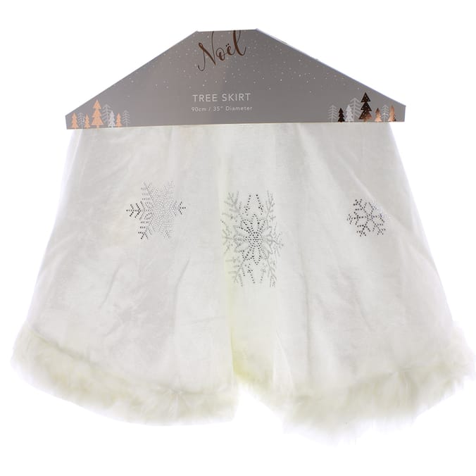 Festive Feeling: Tree Skirt - White with Gold Diamante