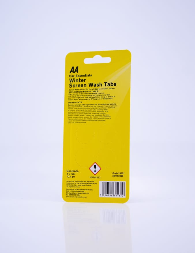 AA: Car Essentials Winter Screen Wash Tabs 4 Pack