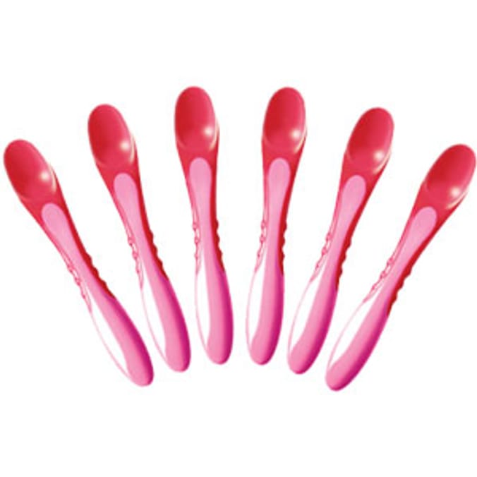 Tommee Tippee Heat Sensing Spoons x 6 Pink Home Bargains