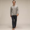 Mens Long Sleeve Top & Long Bottom Pyjamas - Grey