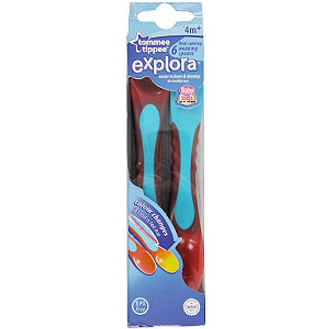 Tommee Tippee Heat Sensing Spoons x 6 Blue Home Bargains
